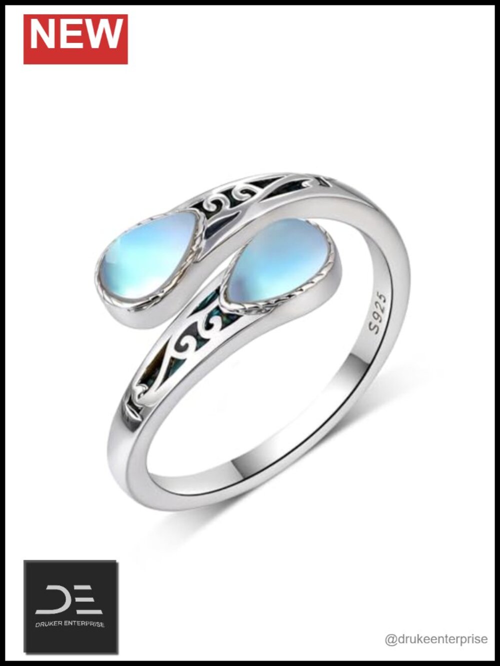 Moonstone Ring 925 Sterling Silver Women's Fine Jewelry with Gift Box